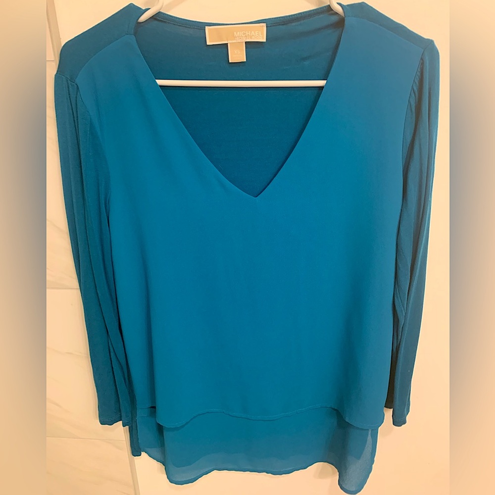 Micheal Kors Teal Blouse- Size XS - Condition Like New | Gorgeous + Flattering